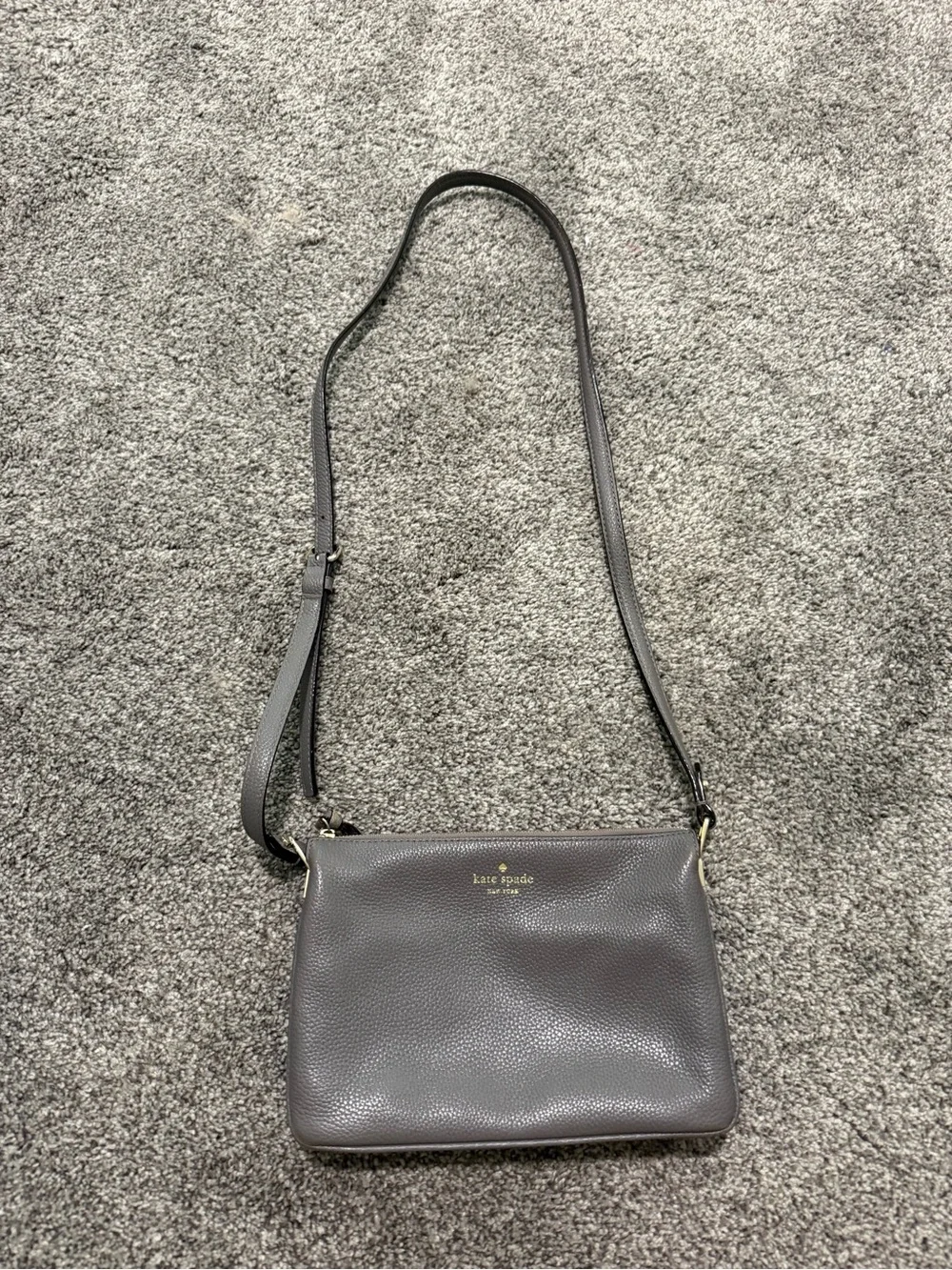 Kate Spade New York Pebbled Leather Crossbody Bag in Gray